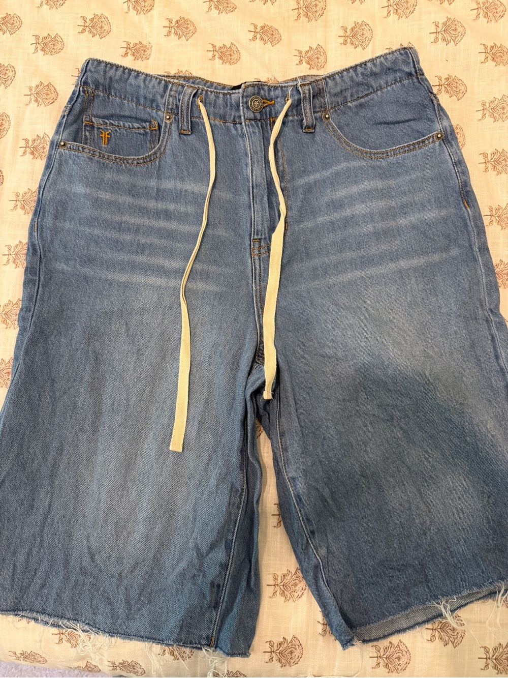 Frye Light Blue Denim Drawstring Jean Shorts